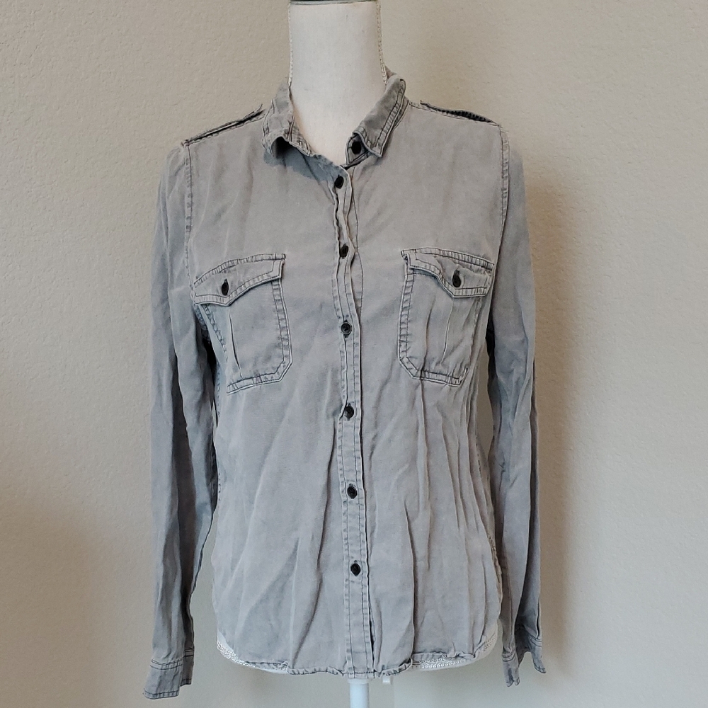 (3 For $20) Universal Thread Gray Denium Style Button Up